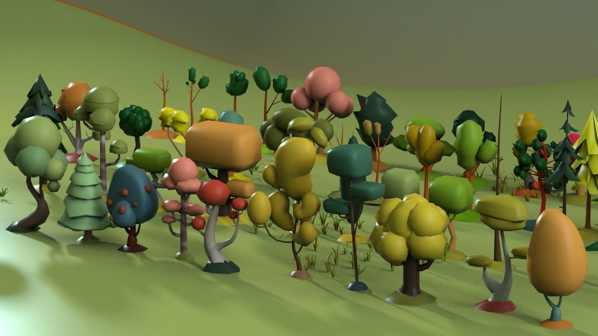 Low Poly tree Big collection Low-poly 3D model_4