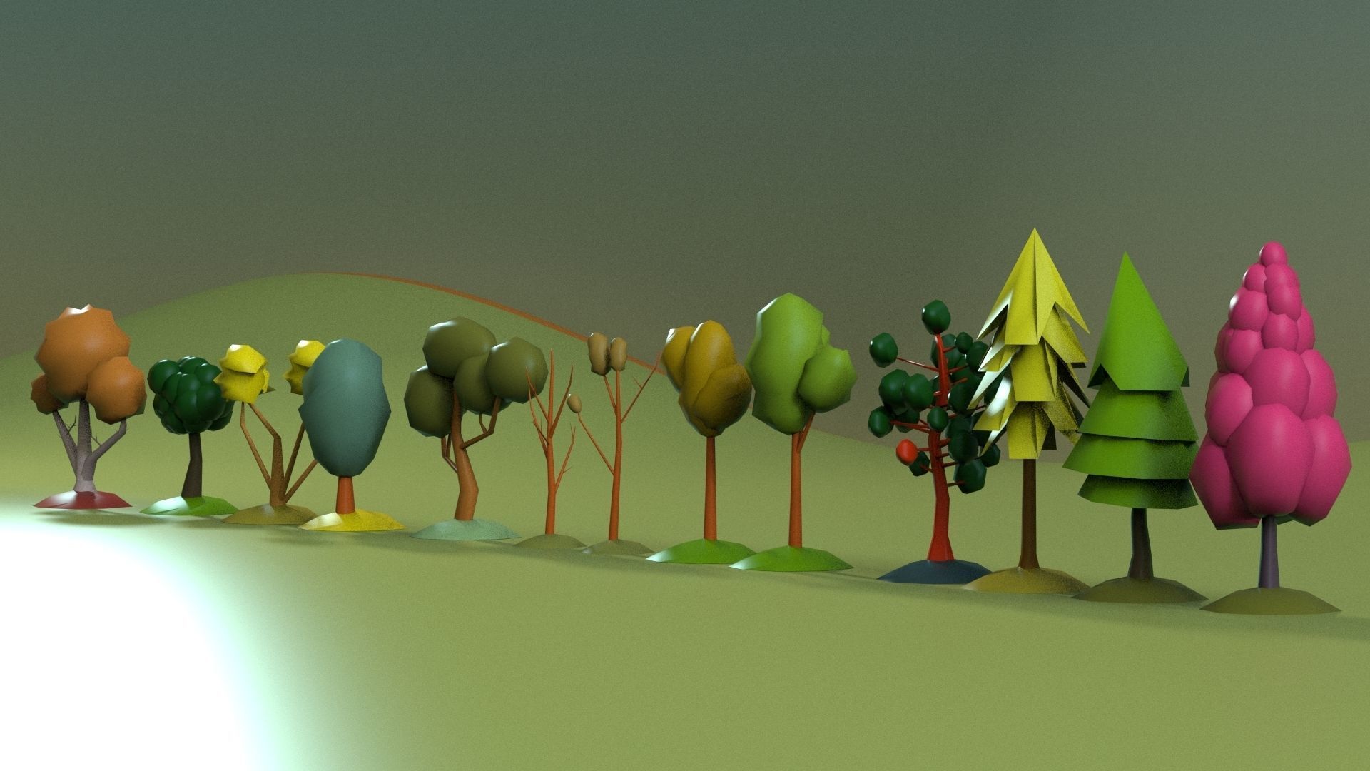 Low Poly tree Big collection Low-poly 3D model_15