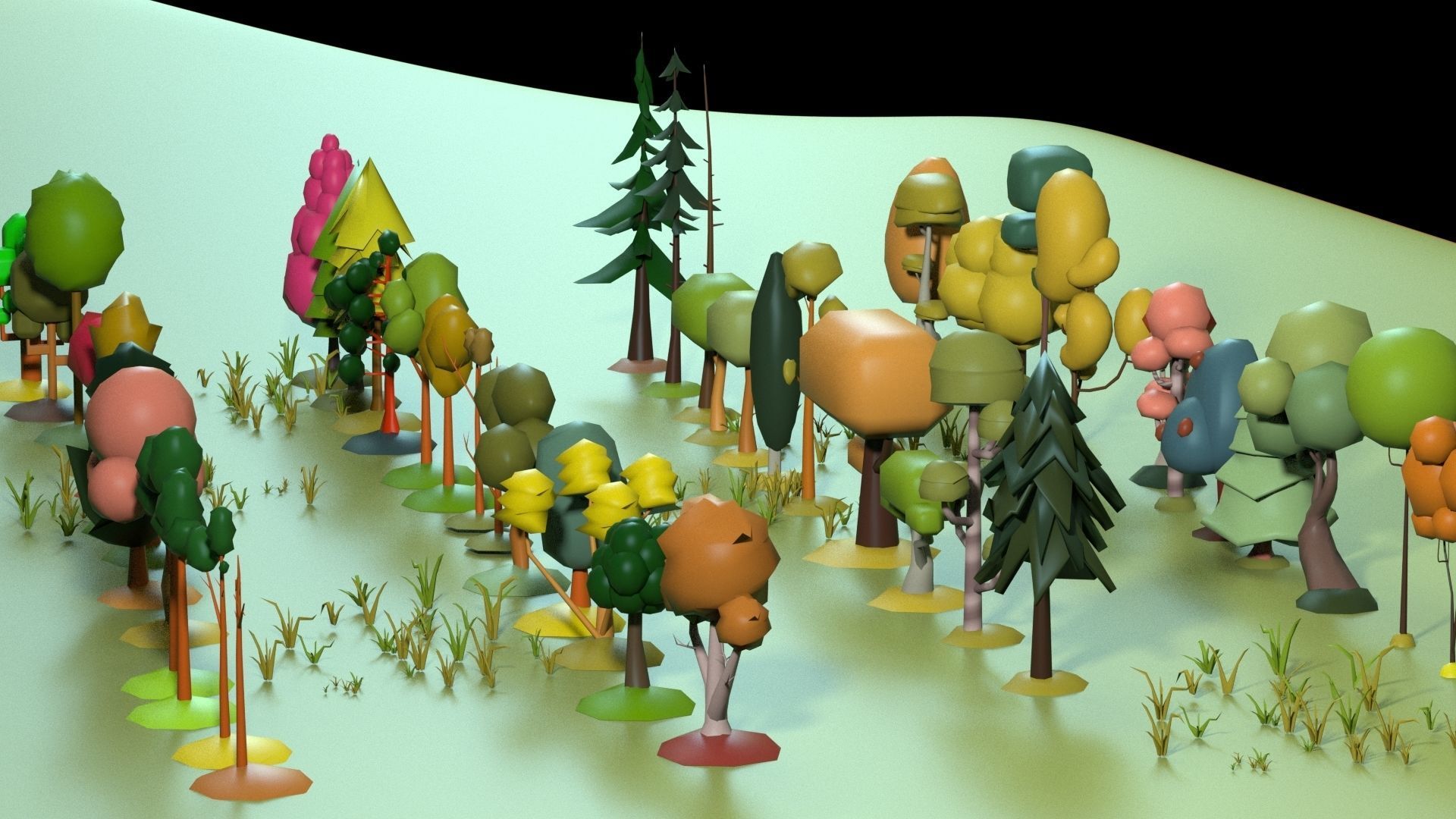 Low Poly tree Big collection Low-poly 3D model_2
