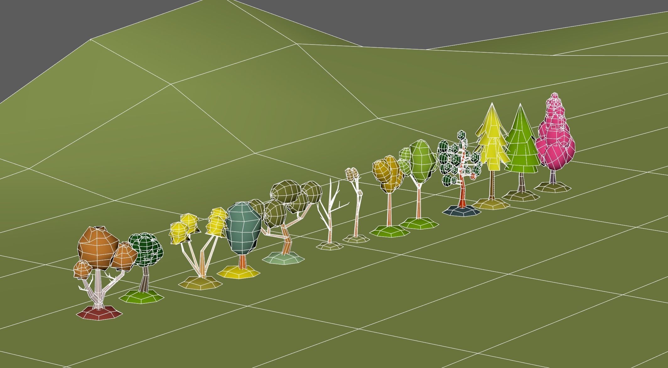 Low Poly tree Big collection Low-poly 3D model_18