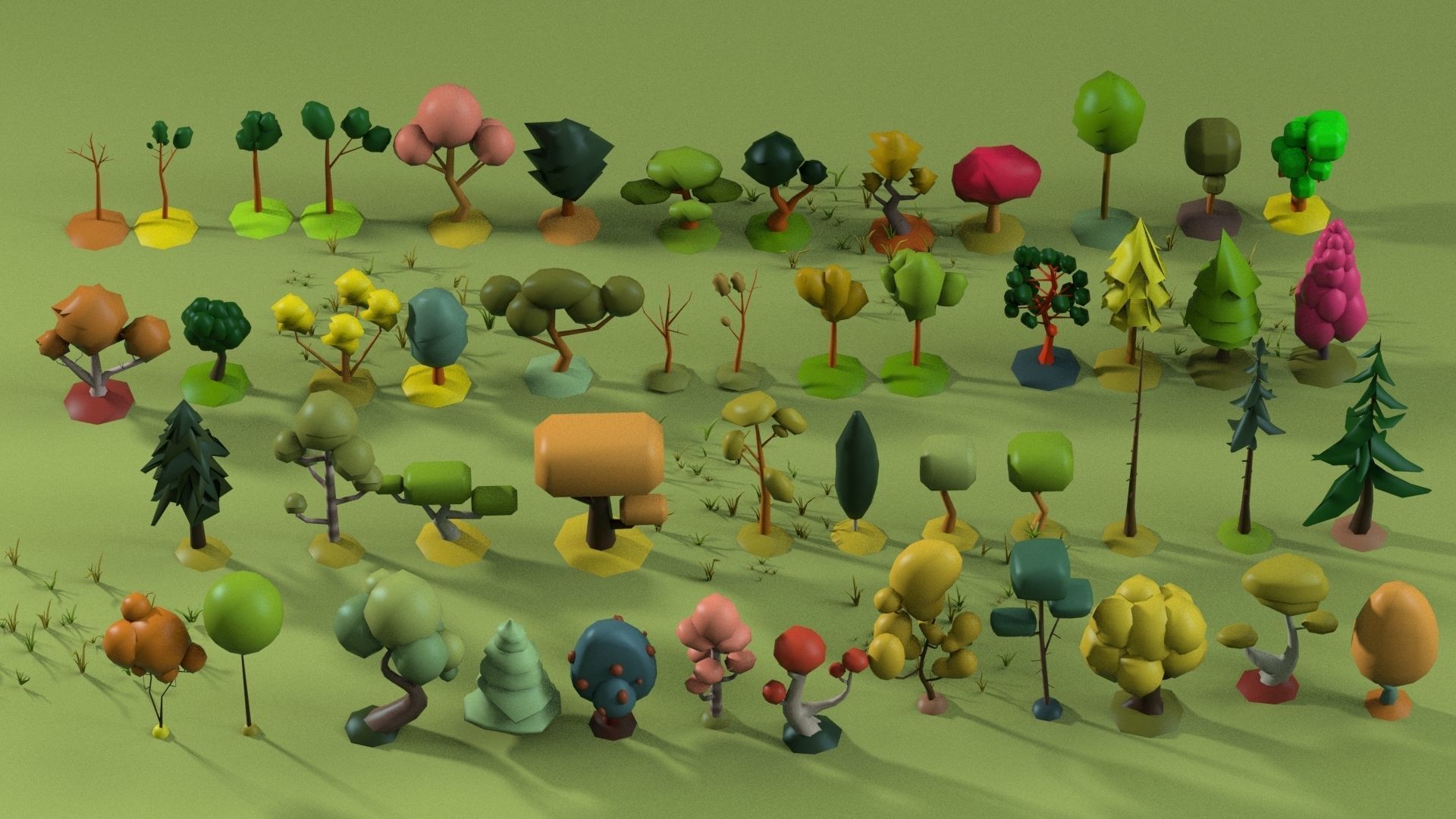 Low Poly tree Big collection Low-poly 3D model_6