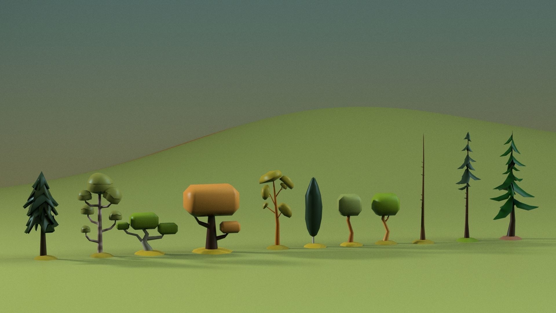 Low Poly tree Big collection Low-poly 3D model_8