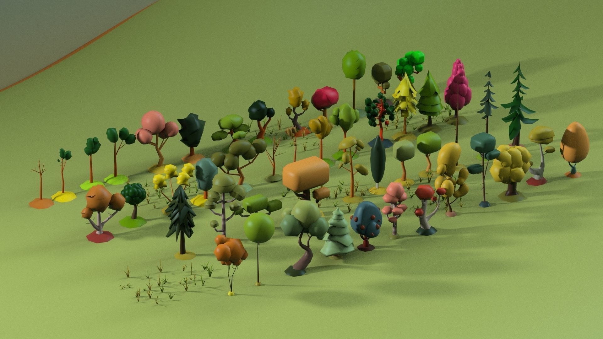 Low Poly tree Big collection Low-poly 3D model_5