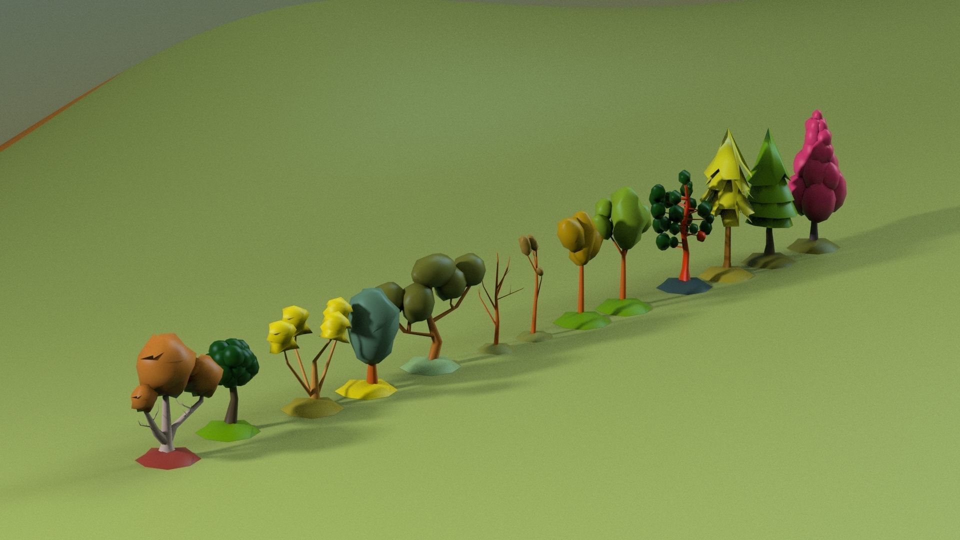 Low Poly tree Big collection Low-poly 3D model_16