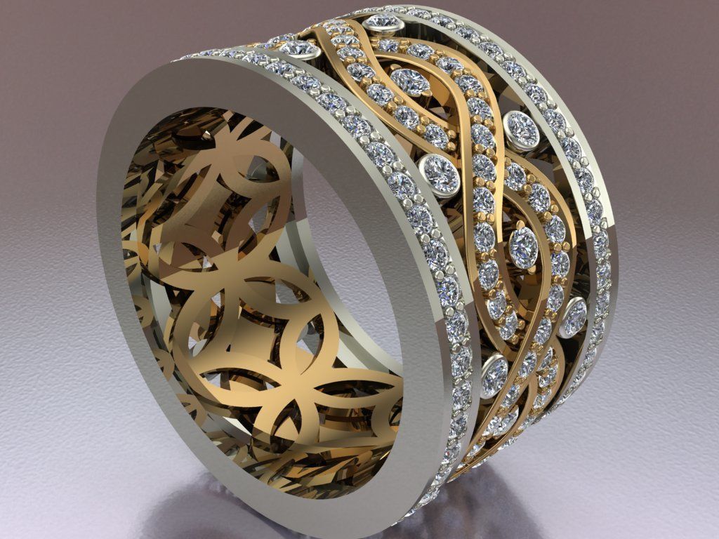 Ring with  diamonds 6 3D print model_4
