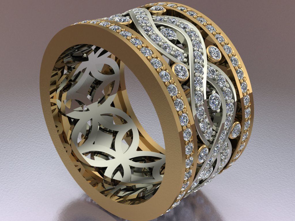 Ring with  diamonds 6 3D print model_3