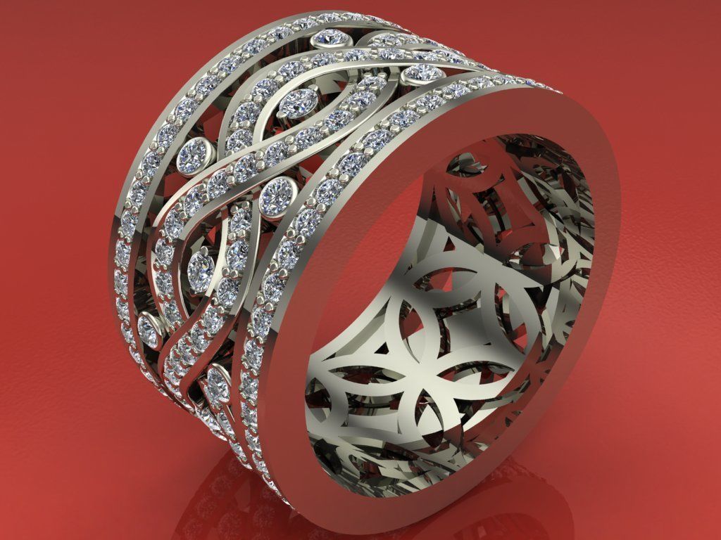 Ring with  diamonds 6 3D print model_1