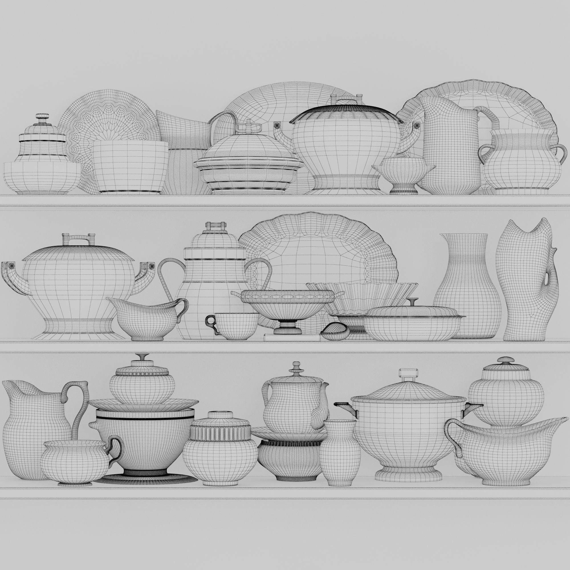 Collection of dishes 3D model_1