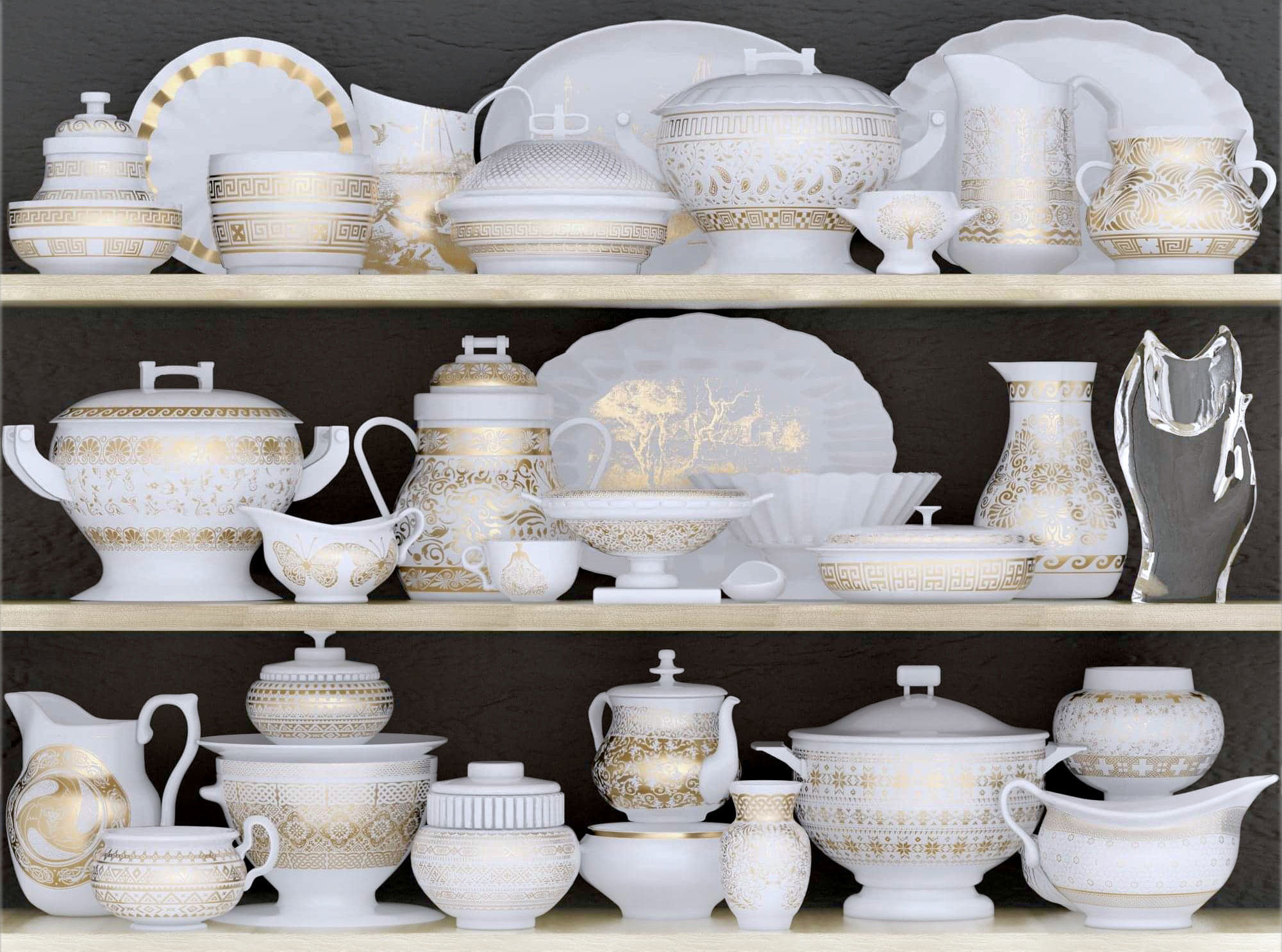 Collection of dishes 3D model_2