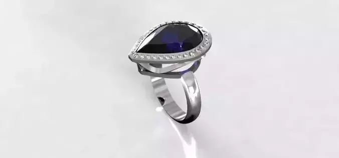 Ring with pear-shaped middelstone 3D print model