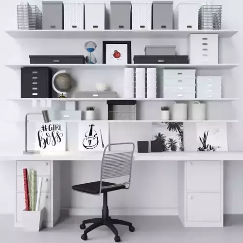 Office furniture and stationery 3D model