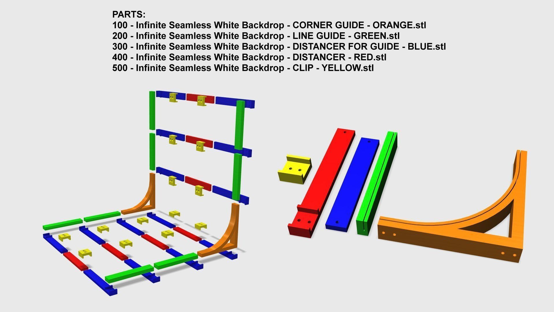 SET - Infinite Seamless White Backdrop And LED Light - RCA 3D print model_29