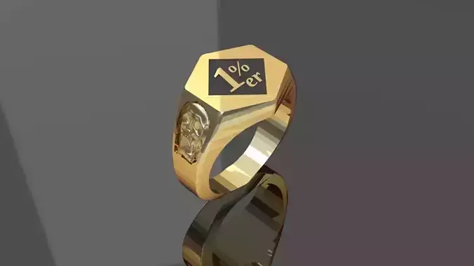 Motorbiker ring with  two skulls