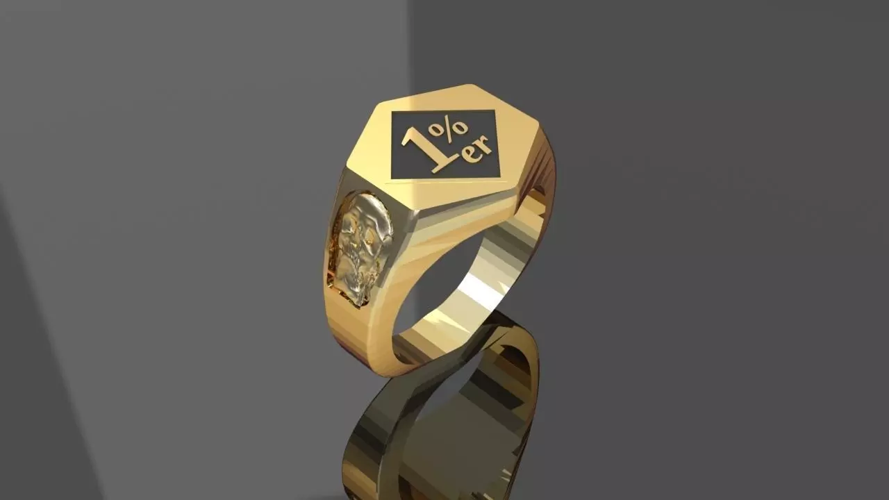 Motorbiker ring with two skulls 3D print model