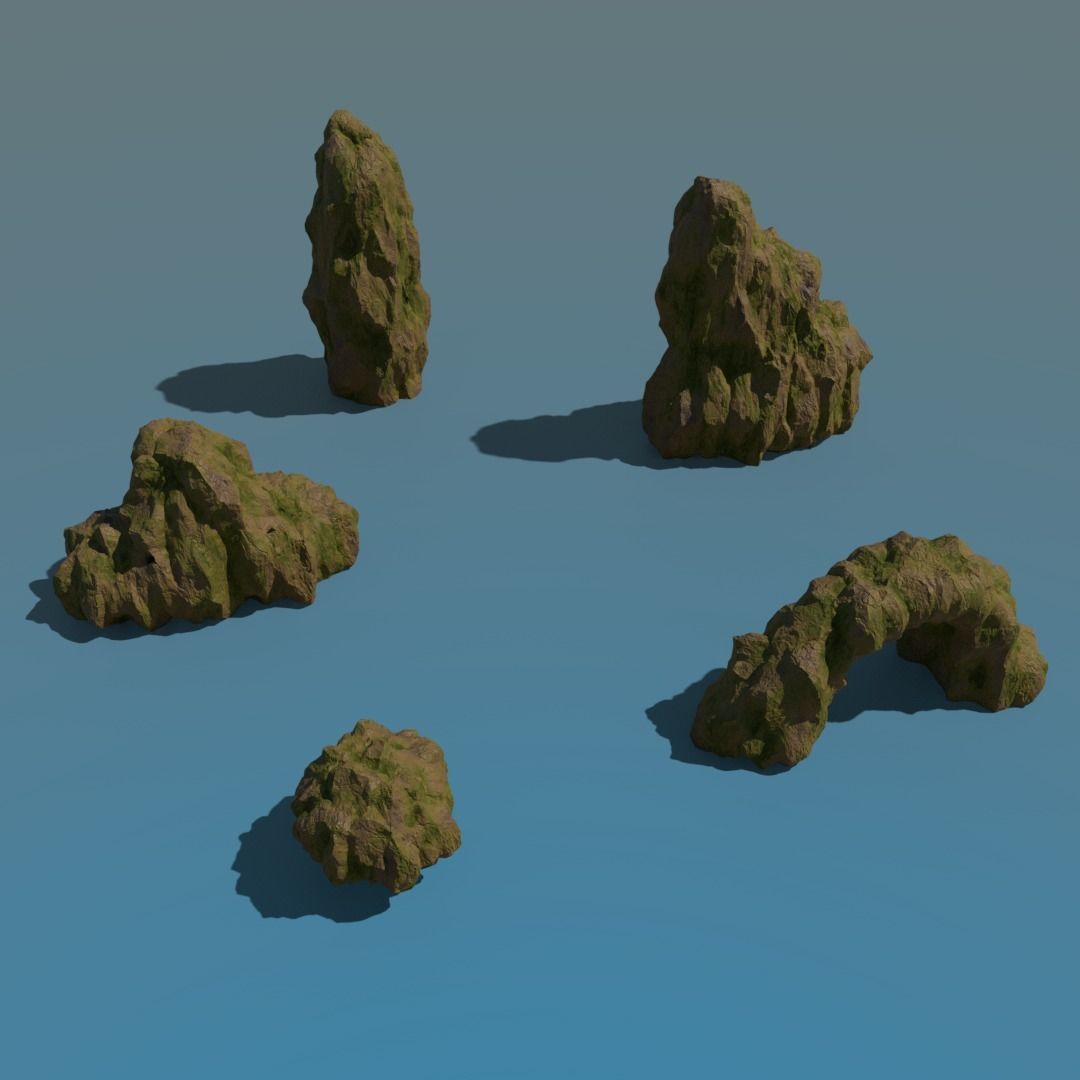 Forest rocks pack Low-poly 3D model_1