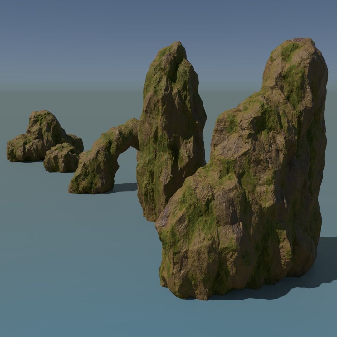 Forest rocks pack Low-poly 3D model_3