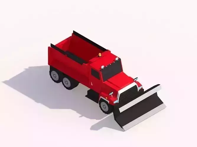 Cartoon Low Poly Snow Truck