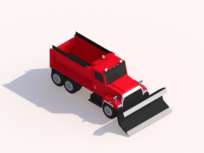 Cartoon Low Poly Snow Truck Low-poly 3D model