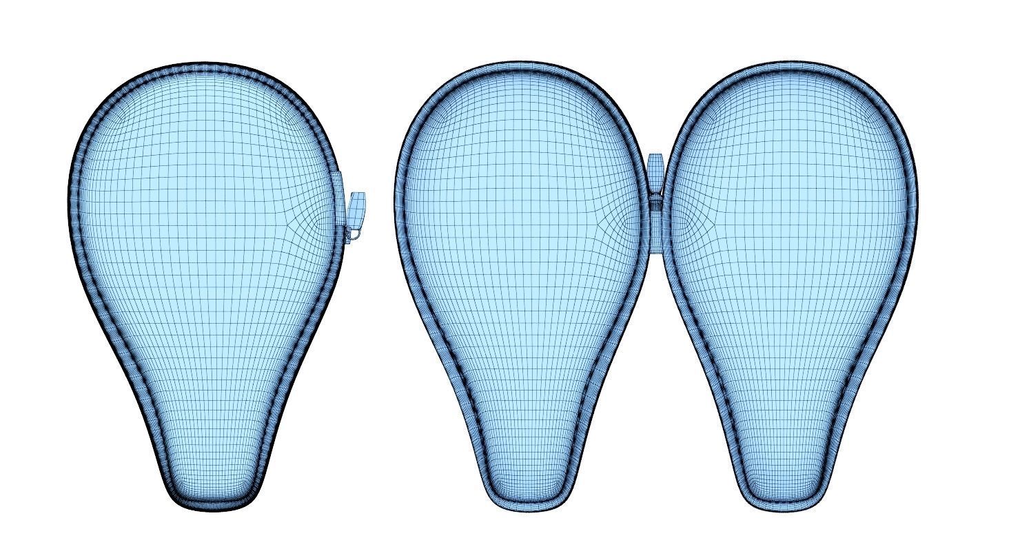 Ping Pong Racket Case Close and Open 3D model_9
