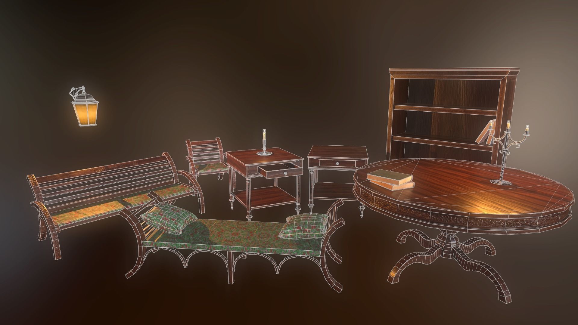 PBR Furniture pack Low-poly 3D model_2