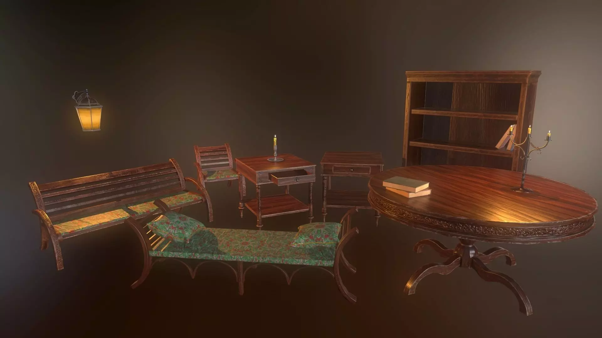 PBR Furniture pack Low-poly 3D model_0