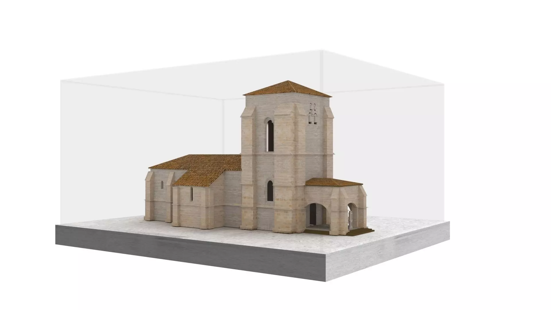 Church in glass case 3D model_0