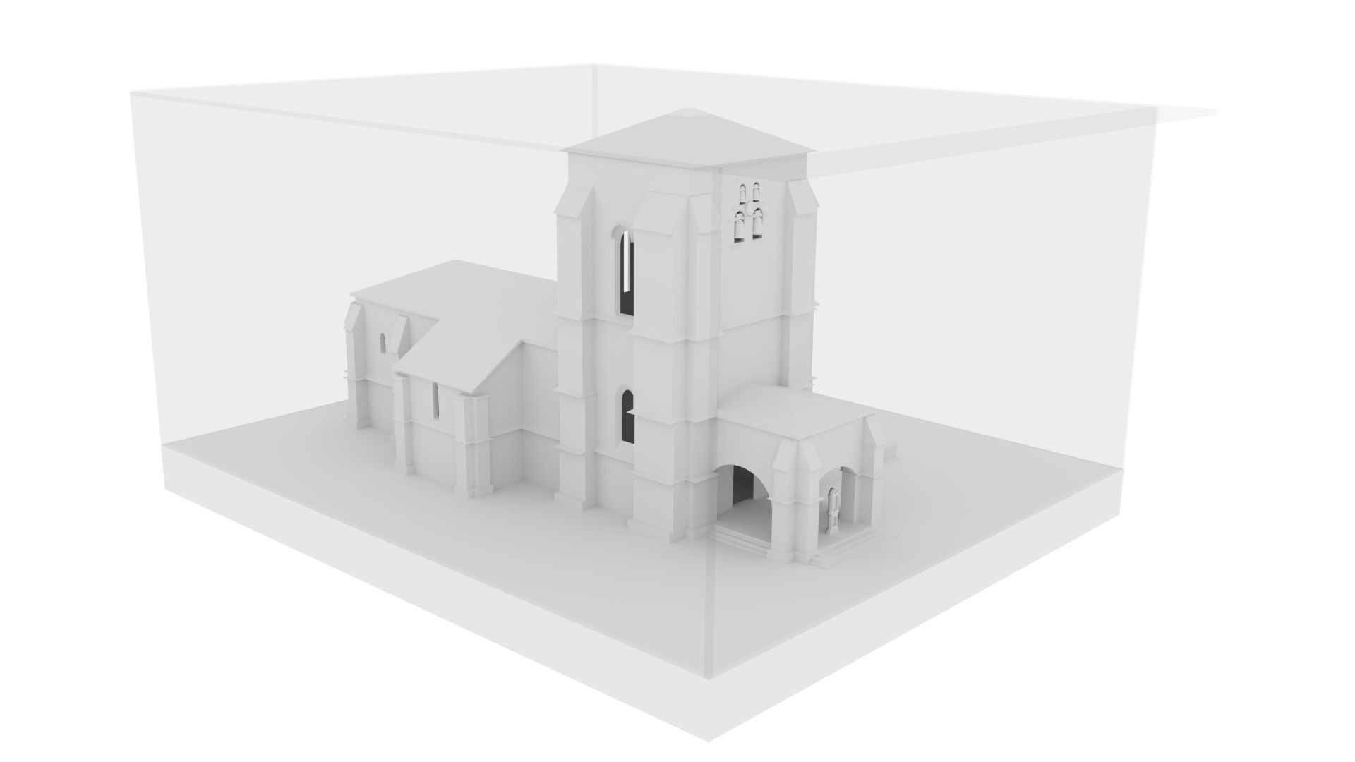 Church in glass case 3D model_1