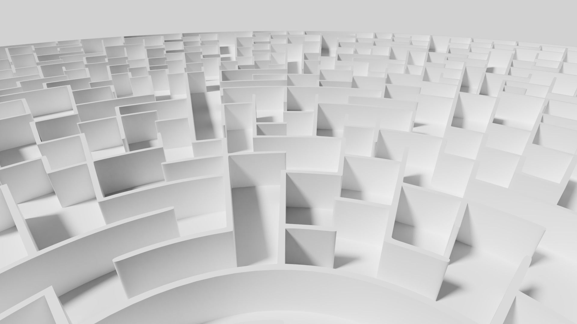 Low poly large circular maze Low-poly 3D model_5
