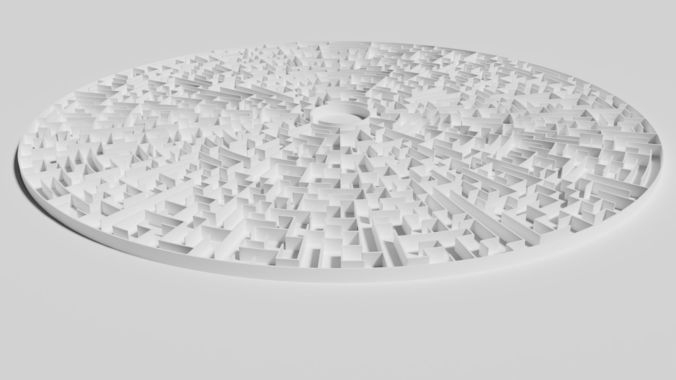 Low poly large circular maze Low-poly 3D model