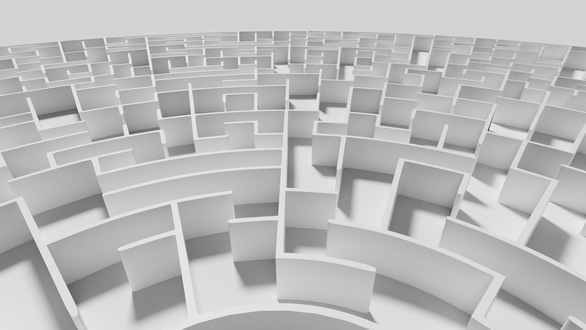 Low poly large circular maze Low-poly 3D model_7