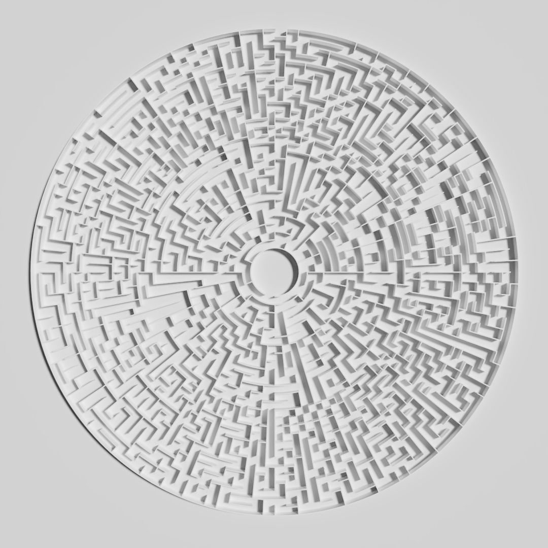 Low poly large circular maze Low-poly 3D model_1