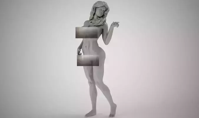 Pointing nude woman 3D print model