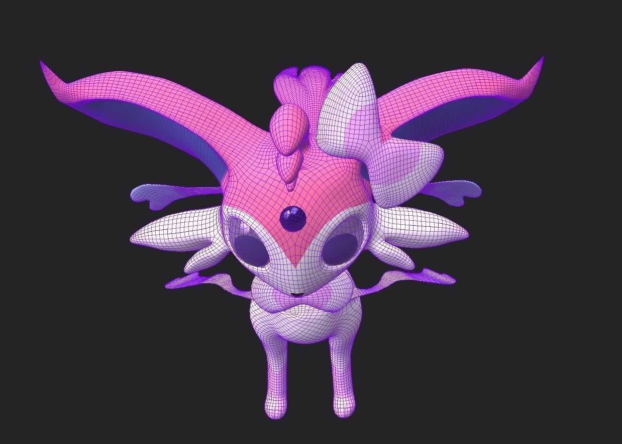 Esylveon Pokemon Sylveon x Umbreon fuse corp Free low-poly 3D model_16