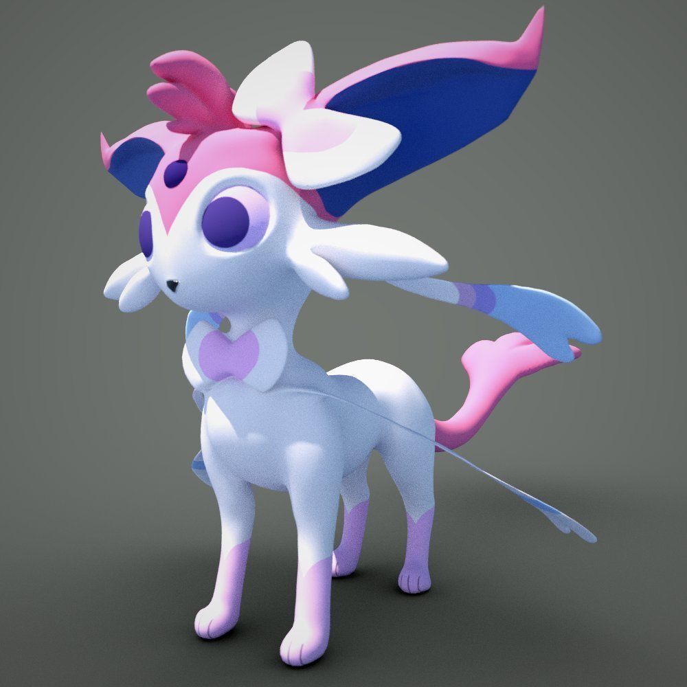 Esylveon Pokemon Sylveon x Umbreon fuse corp Free low-poly 3D model_42