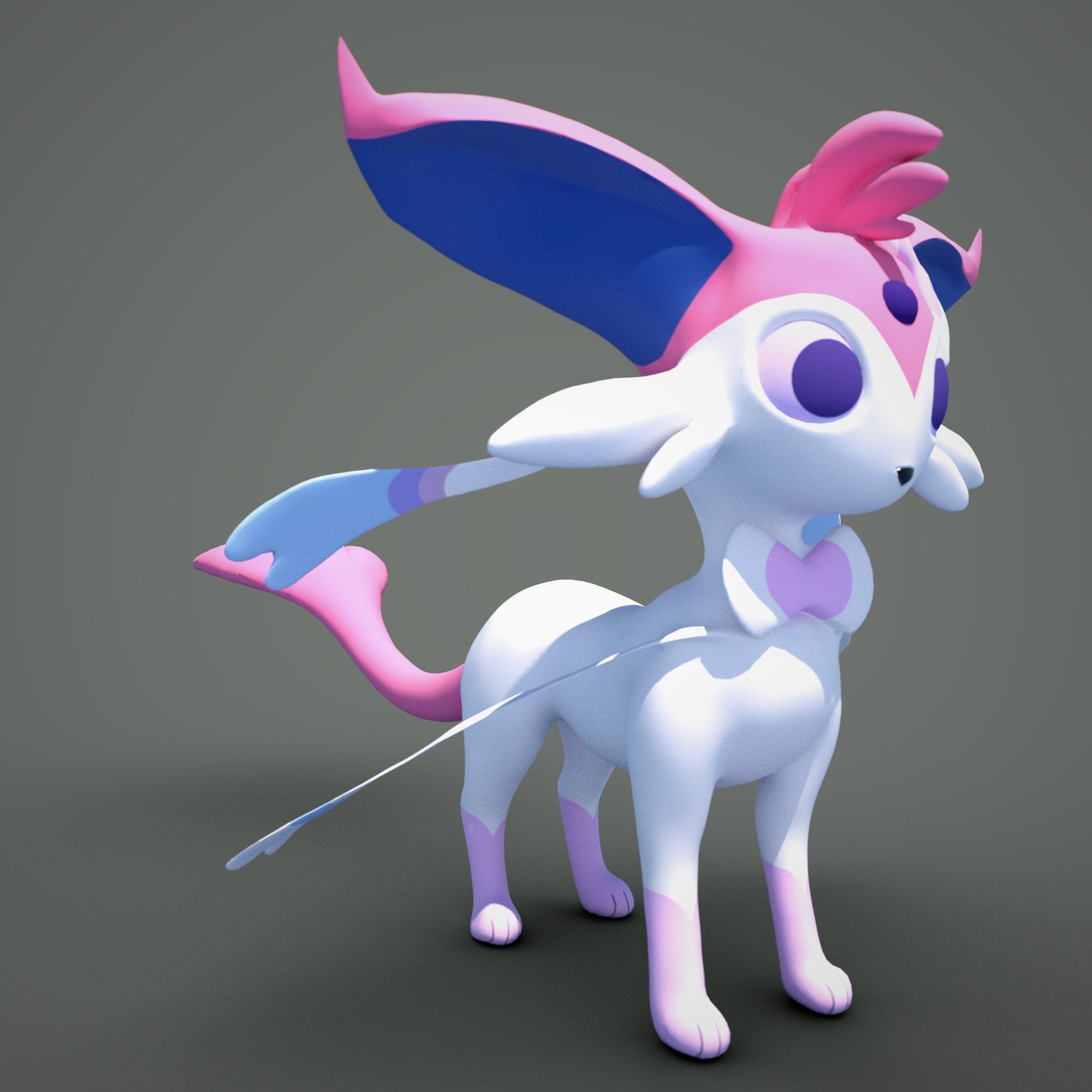 Esylveon Pokemon Sylveon x Umbreon fuse corp Free low-poly 3D model_30