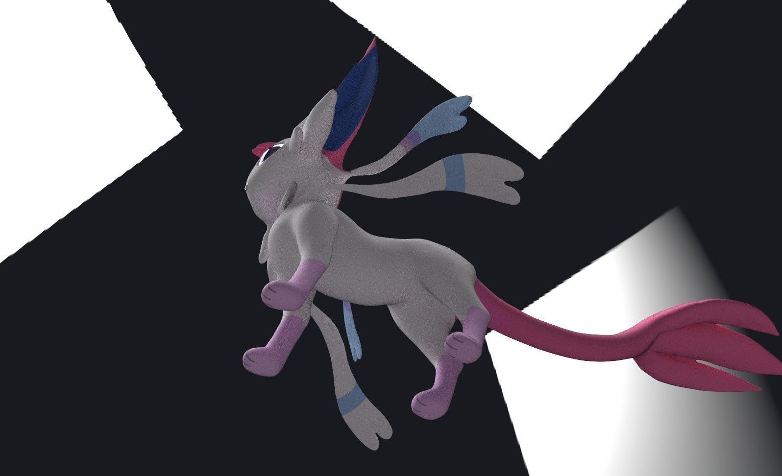 Esylveon Pokemon Sylveon x Umbreon fuse corp Free low-poly 3D model_23