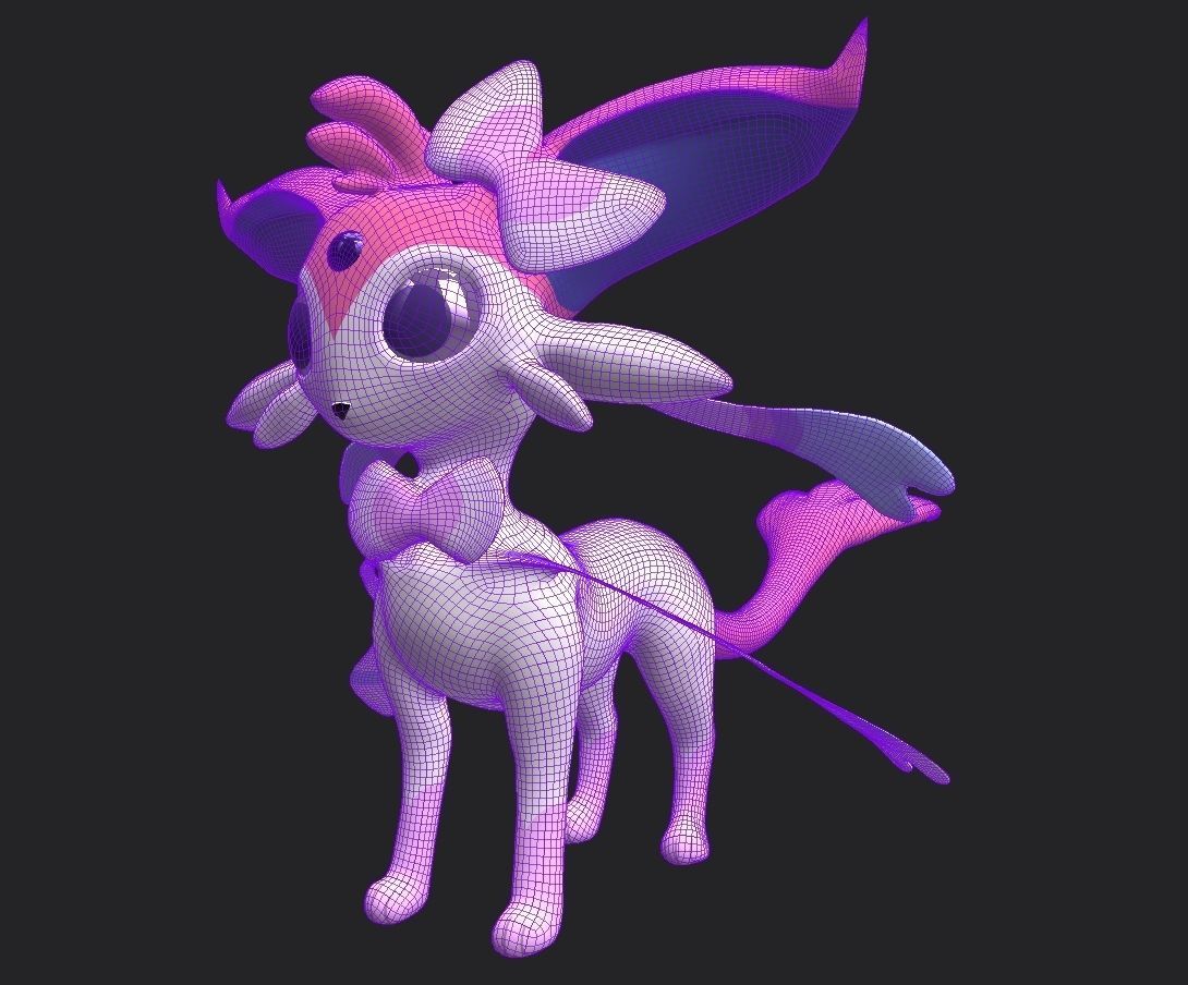 Esylveon Pokemon Sylveon x Umbreon fuse corp Free low-poly 3D model_1