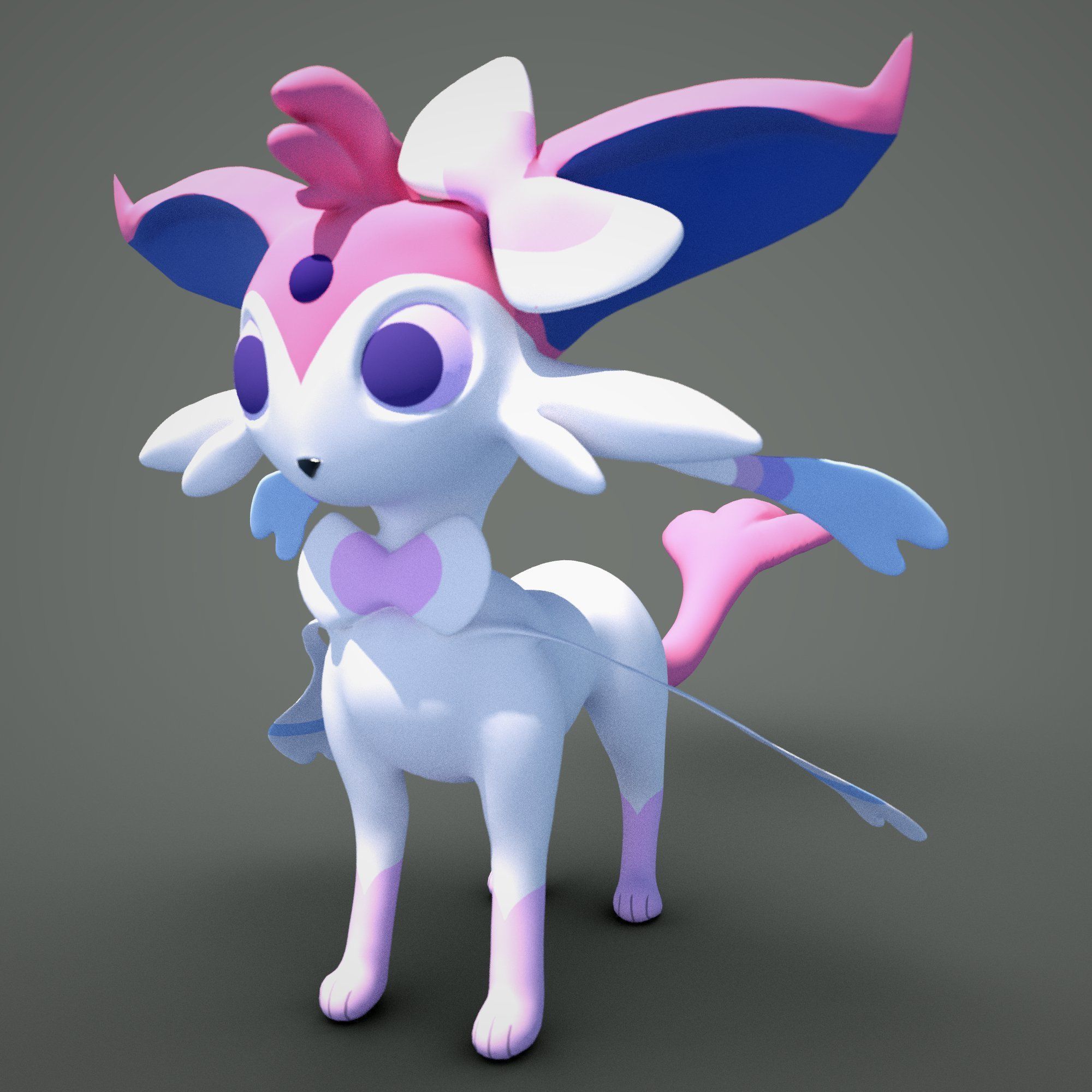 Esylveon Pokemon Sylveon x Umbreon fuse corp Free low-poly 3D model_29