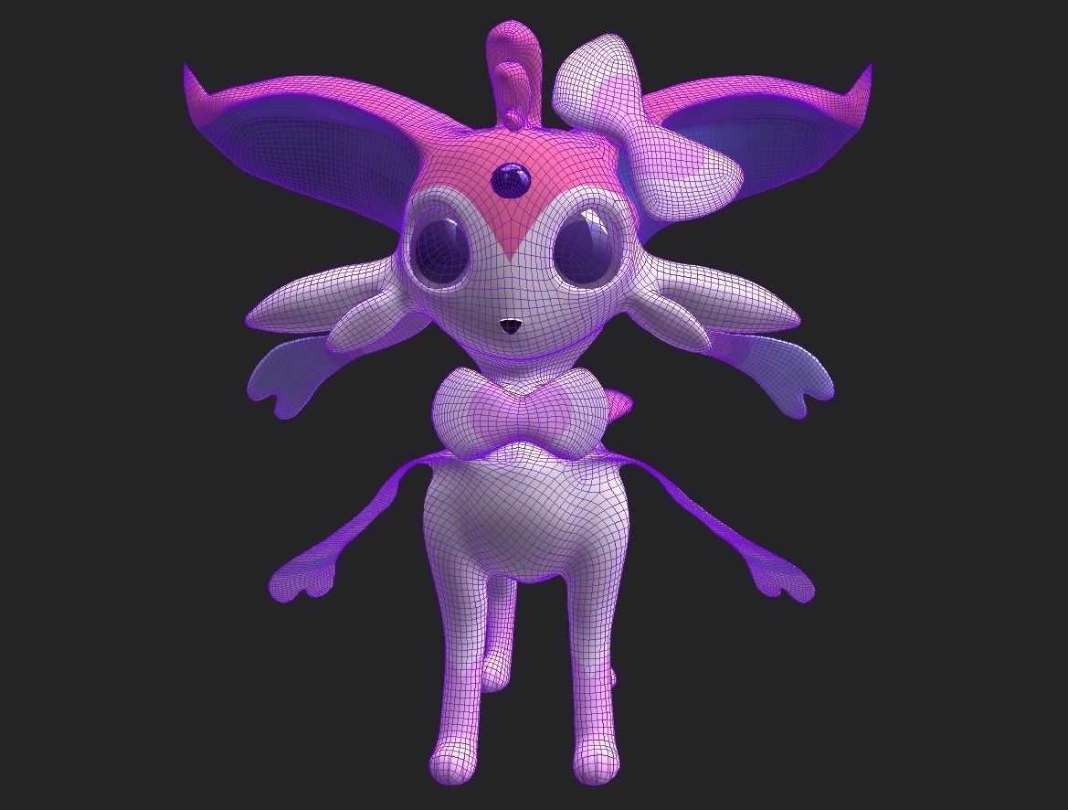 Esylveon Pokemon Sylveon x Umbreon fuse corp Free low-poly 3D model_6