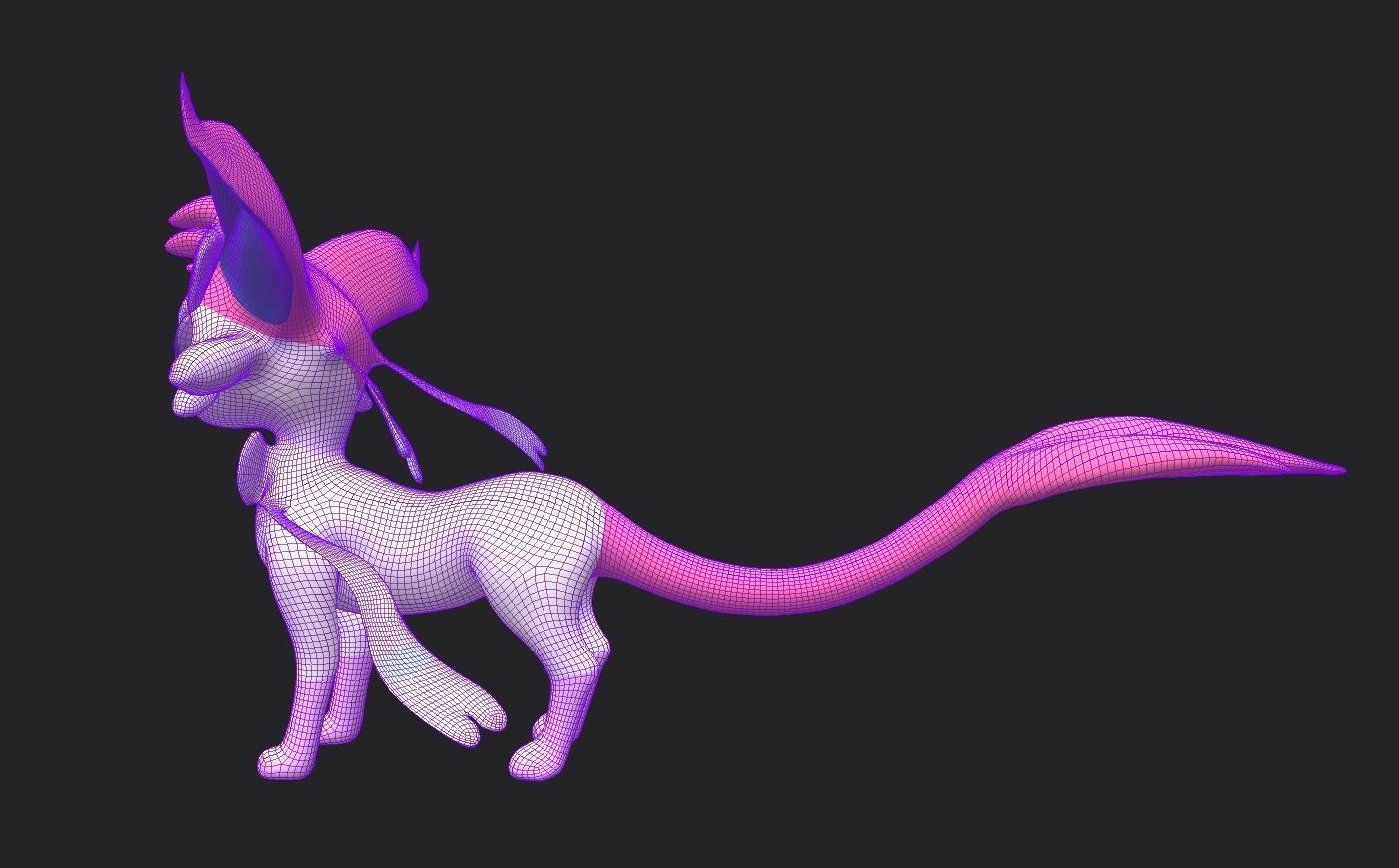 Esylveon Pokemon Sylveon x Umbreon fuse corp Free low-poly 3D model_9