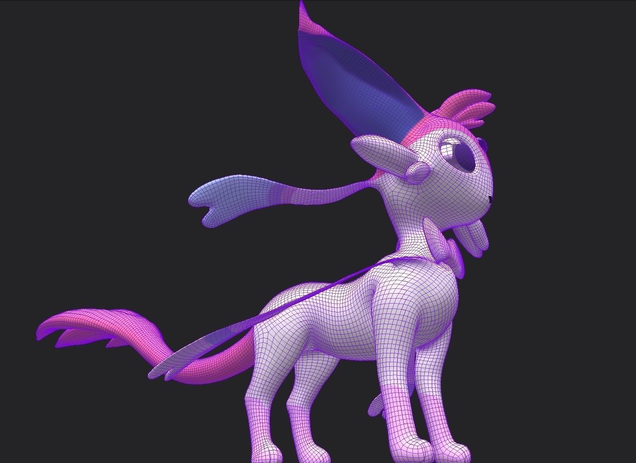 Esylveon Pokemon Sylveon x Umbreon fuse corp Free low-poly 3D model_14