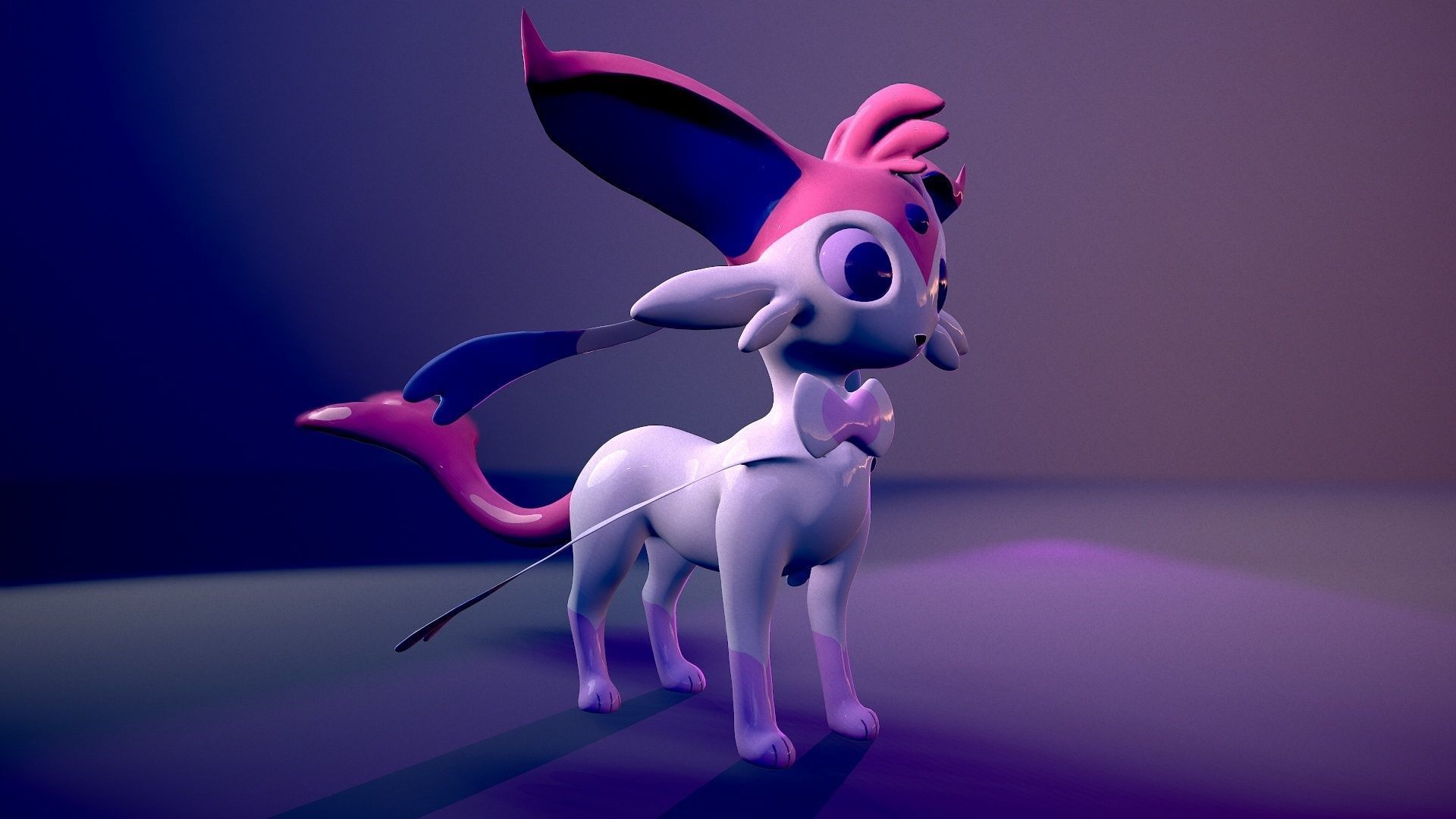 Esylveon Pokemon Sylveon x Umbreon fuse corp Free low-poly 3D model_39