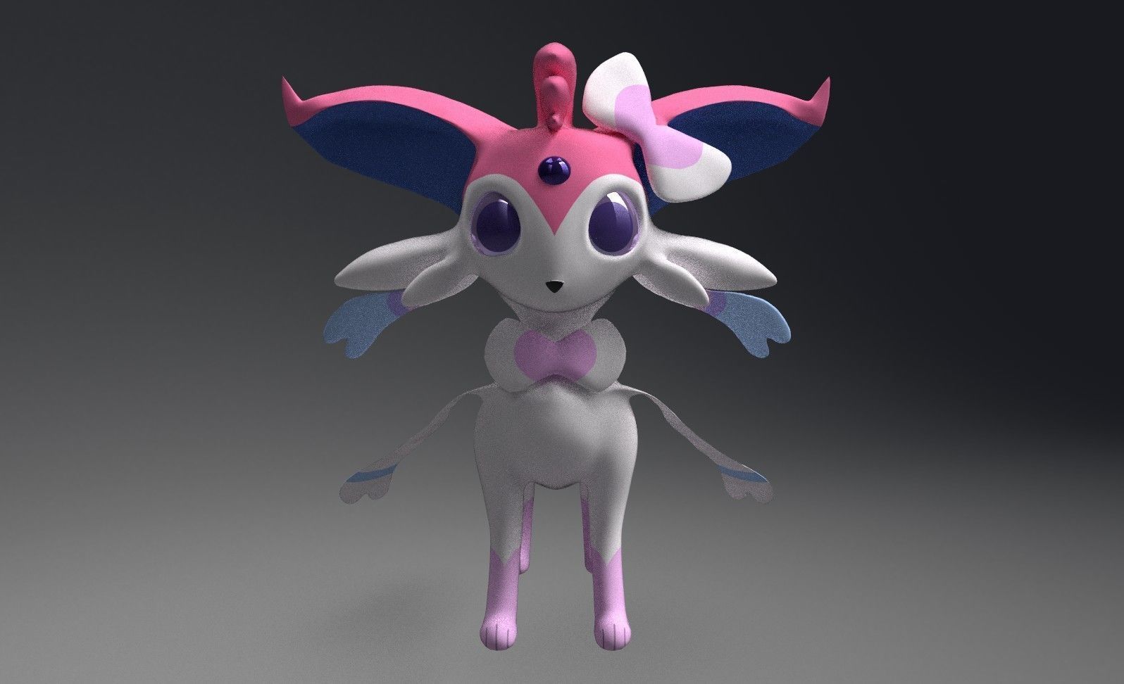 Esylveon Pokemon Sylveon x Umbreon fuse corp Free low-poly 3D model_5