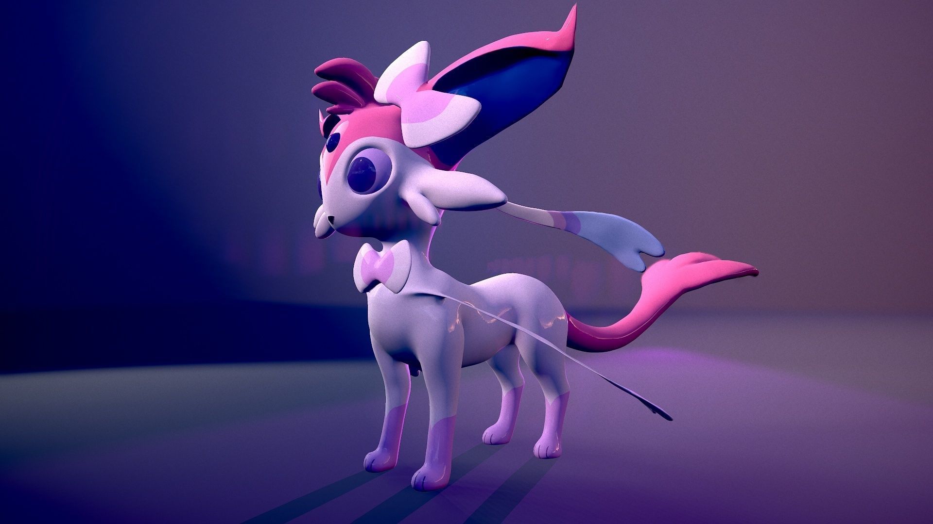 Esylveon Pokemon Sylveon x Umbreon fuse corp Free low-poly 3D model_2
