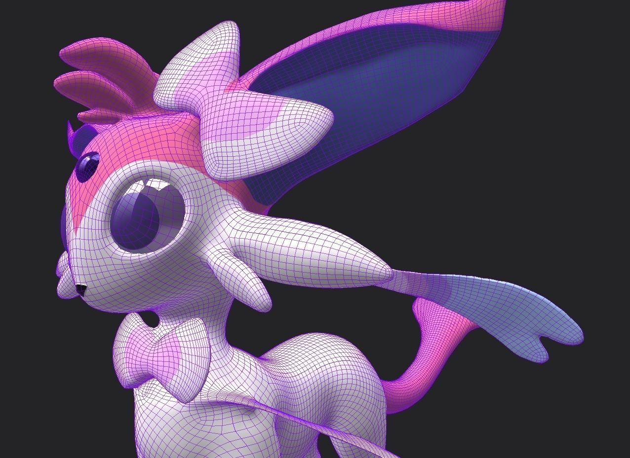 Esylveon Pokemon Sylveon x Umbreon fuse corp Free low-poly 3D model_22