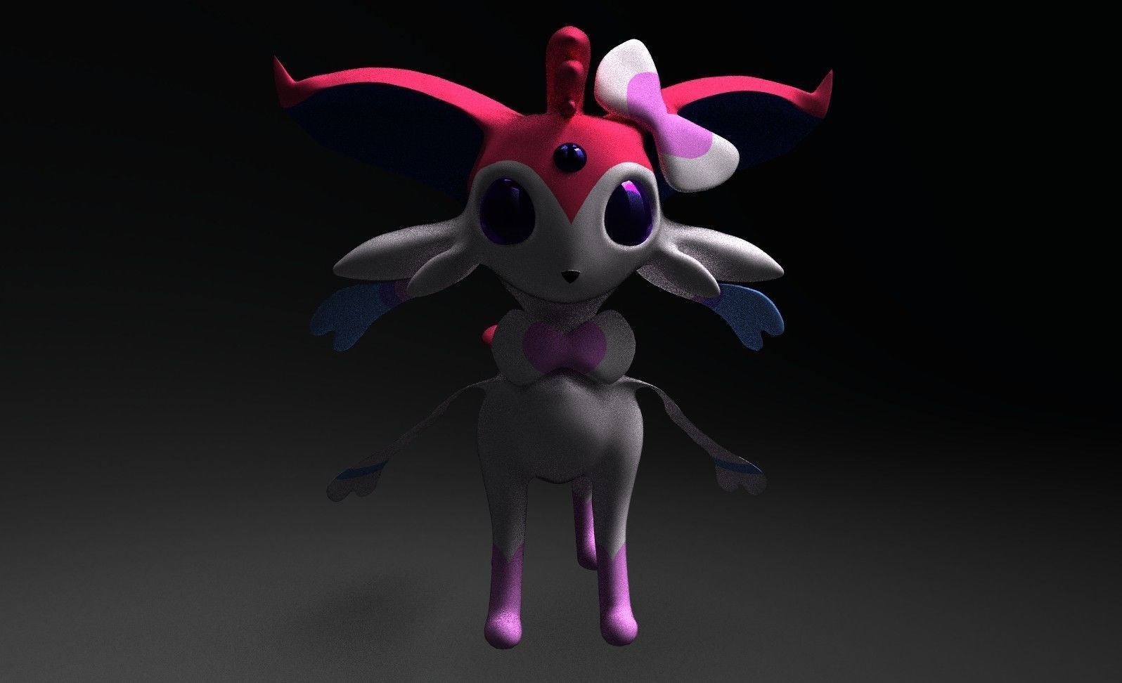 Esylveon Pokemon Sylveon x Umbreon fuse corp Free low-poly 3D model_33