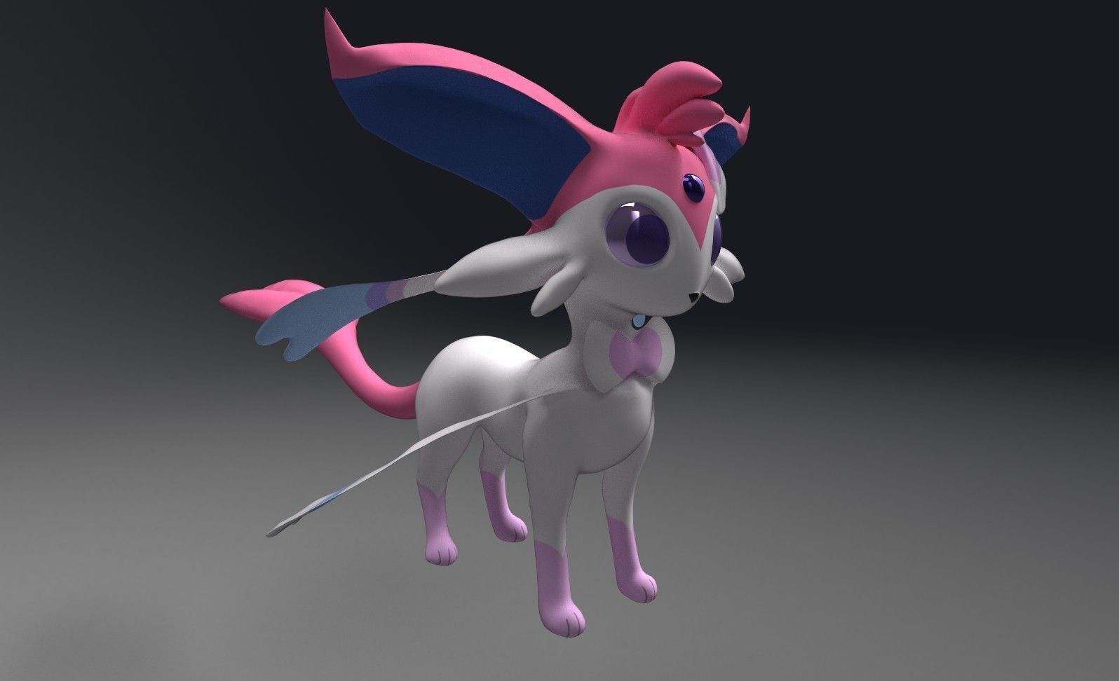 Esylveon Pokemon Sylveon x Umbreon fuse corp Free low-poly 3D model_4