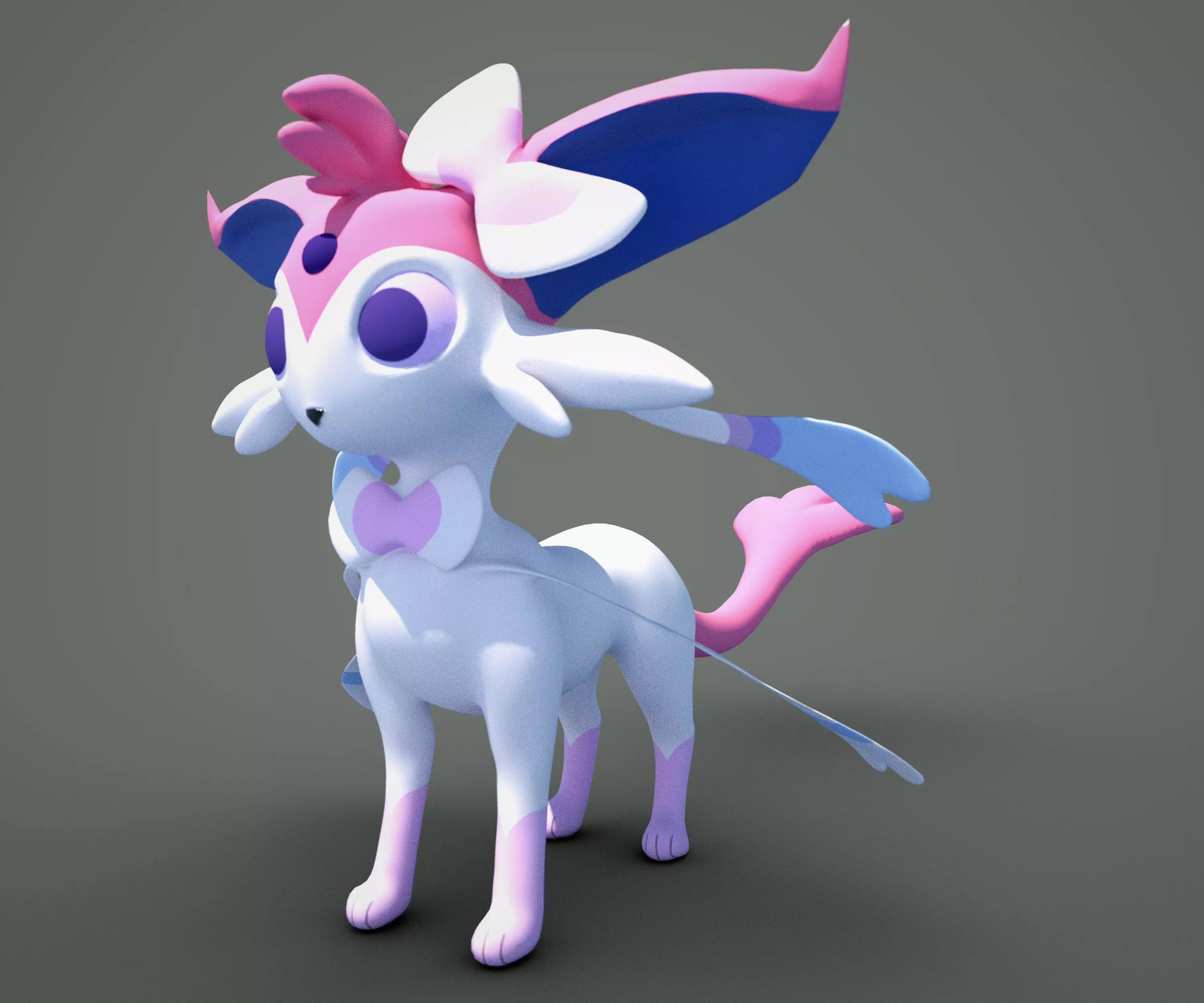 Esylveon Pokemon Sylveon x Umbreon fuse corp Free low-poly 3D model_0