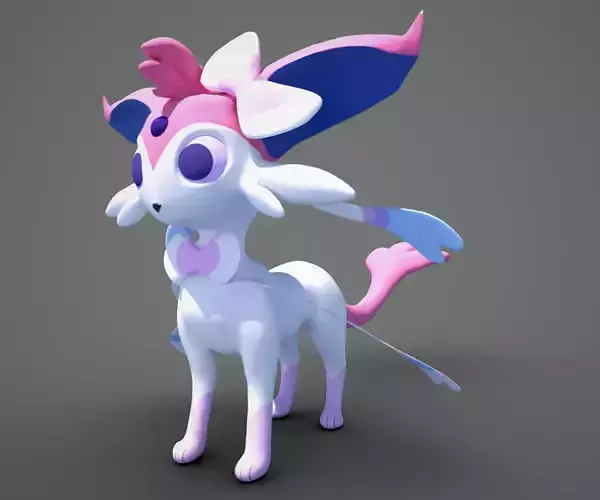 Esylveon Pokemon Sylveon x Umbreon fuse corp Free low-poly 3D model