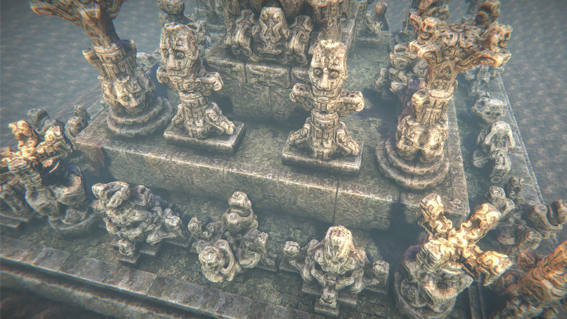 Jungle sculptures Low-poly 3D model_2